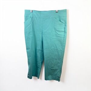 Coral Bay Petite Aqua Blue Pull On Capri Pants Grommet Hem 10P